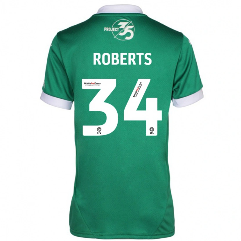 Danxen Børn Caleb Roberts #34 Grøn Hvid Hjemmebane Spillertrøjer 2024/25 Trøje T-Shirt
