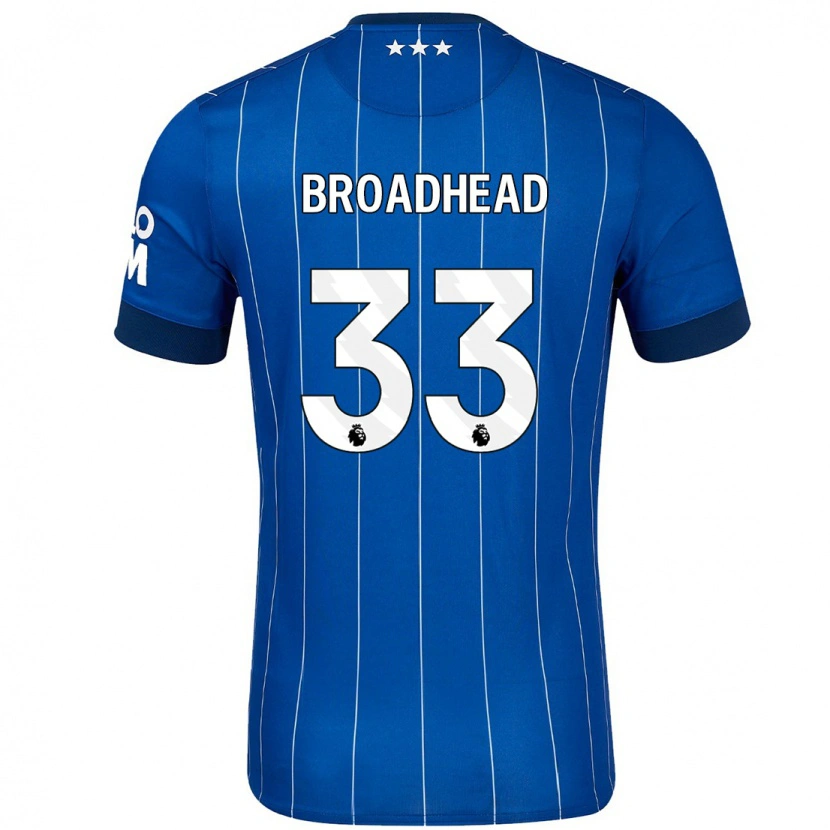 Danxen Børn Nathan Broadhead #33 Marineblå Hjemmebane Spillertrøjer 2024/25 Trøje T-Shirt