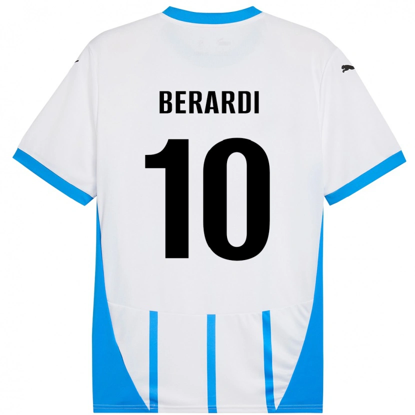 Danxen Børn Domenico Berardi #10 Hvid Blå Udebane Spillertrøjer 2024/25 Trøje T-Shirt