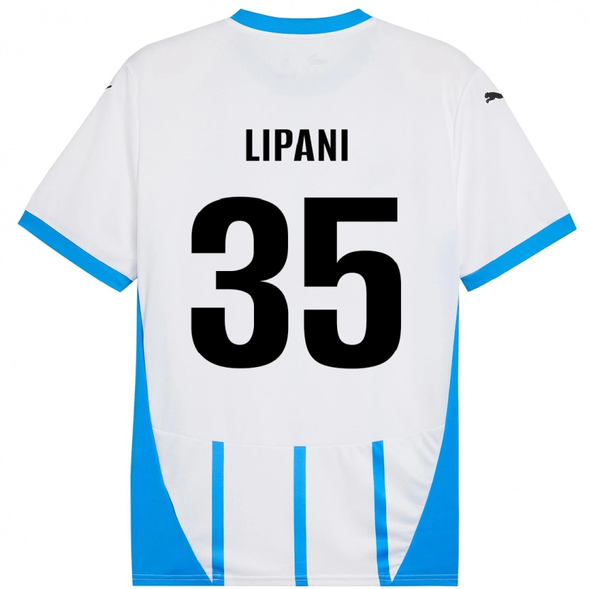 Danxen Børn Luca Lipani #35 Hvid Blå Udebane Spillertrøjer 2024/25 Trøje T-Shirt