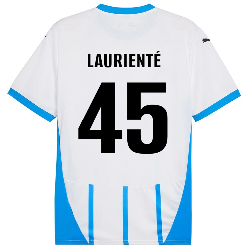 Danxen Børn Armand Laurienté #45 Hvid Blå Udebane Spillertrøjer 2024/25 Trøje T-Shirt