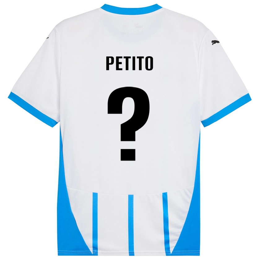Danxen Børn Christian Petito #0 Hvid Blå Udebane Spillertrøjer 2024/25 Trøje T-Shirt