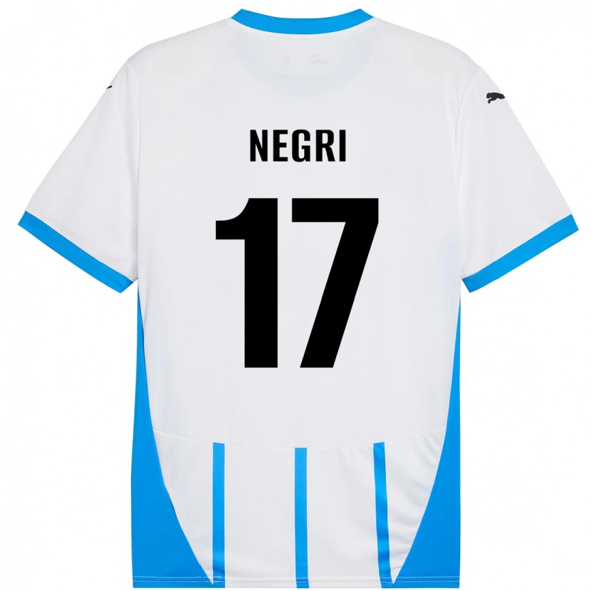 Danxen Børn Gabriele Negri #17 Hvid Blå Udebane Spillertrøjer 2024/25 Trøje T-Shirt
