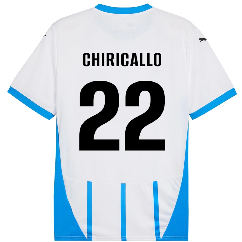 Danxen Børn Giovanni Chiricallo #22 Hvid Blå Udebane Spillertrøjer 2024/25 Trøje T-Shirt