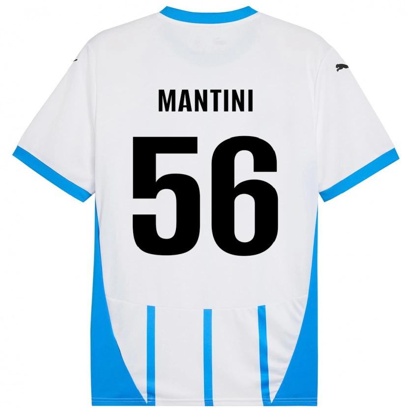 Danxen Børn Raffaele Mantini #56 Hvid Blå Udebane Spillertrøjer 2024/25 Trøje T-Shirt