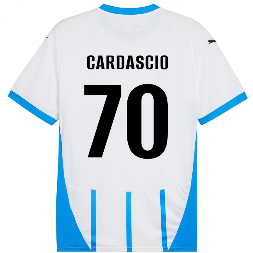 Danxen Børn Alessandro Cardascio #70 Hvid Blå Udebane Spillertrøjer 2024/25 Trøje T-Shirt
