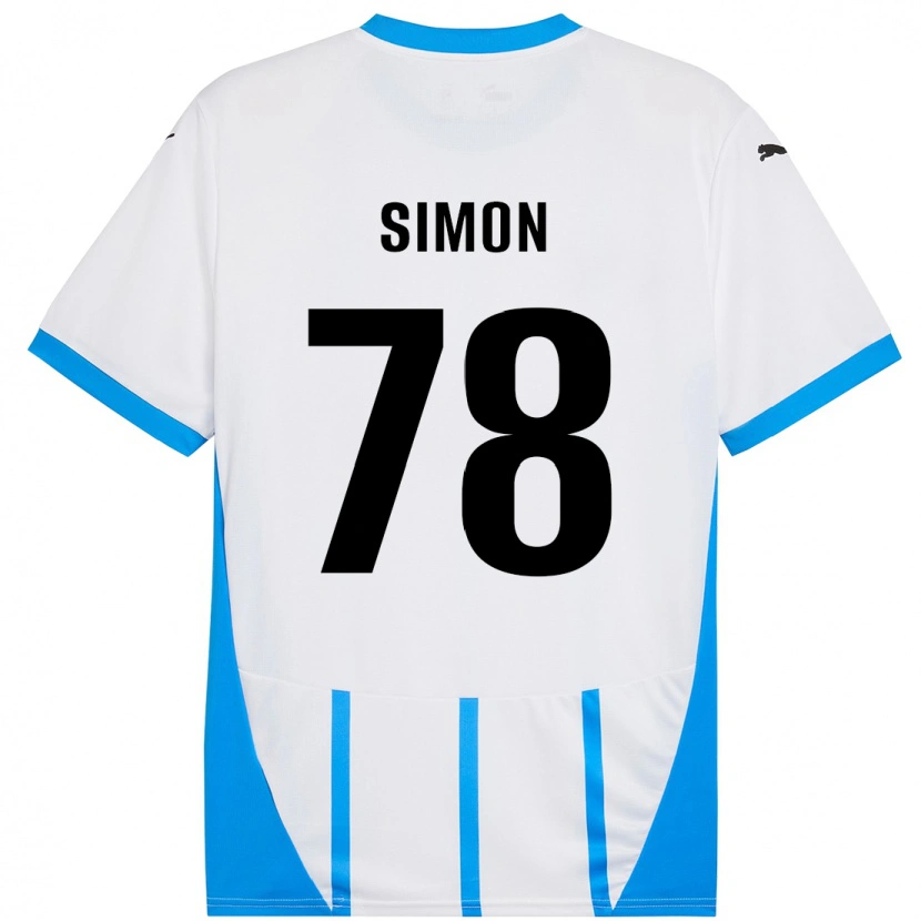 Danxen Børn Bénédicte Simon #78 Hvid Blå Udebane Spillertrøjer 2024/25 Trøje T-Shirt
