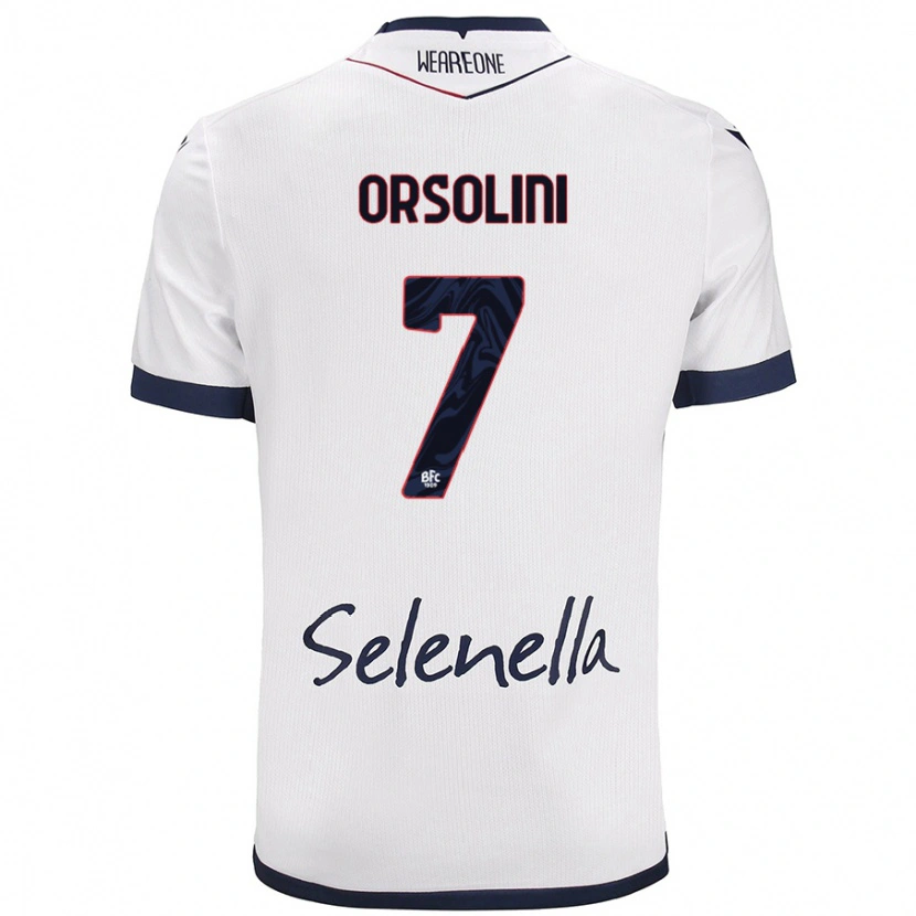 Danxen Børn Riccardo Orsolini #7 Hvid Kongeblå Udebane Spillertrøjer 2024/25 Trøje T-Shirt