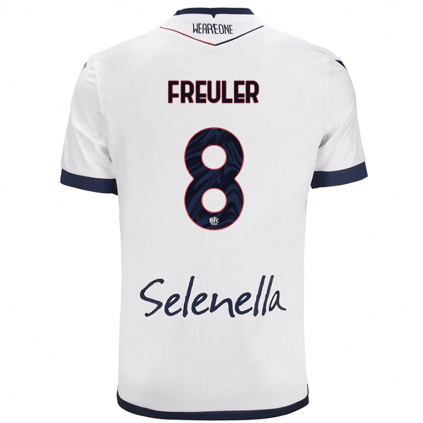 Danxen Børn Remo Freuler #8 Hvid Kongeblå Udebane Spillertrøjer 2024/25 Trøje T-Shirt