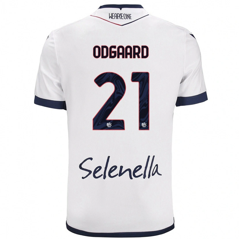 Danxen Børn Jens Odgaard #21 Hvid Kongeblå Udebane Spillertrøjer 2024/25 Trøje T-Shirt