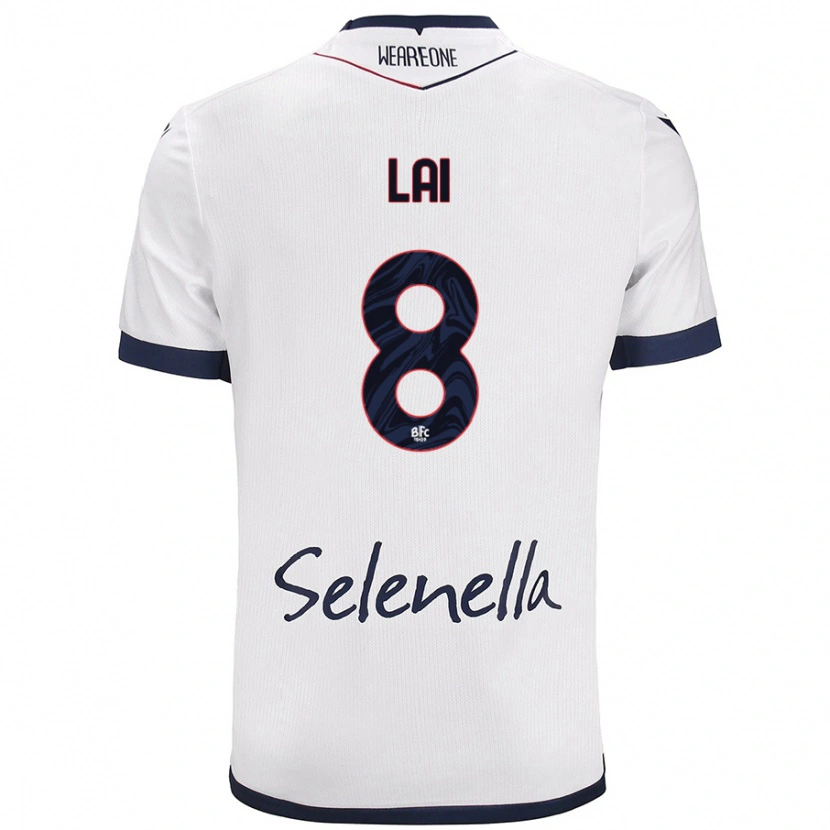 Danxen Børn Luca Lai #8 Hvid Kongeblå Udebane Spillertrøjer 2024/25 Trøje T-Shirt
