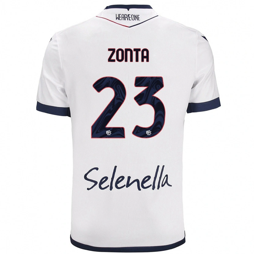 Danxen Børn Alessandro Zonta #23 Hvid Kongeblå Udebane Spillertrøjer 2024/25 Trøje T-Shirt