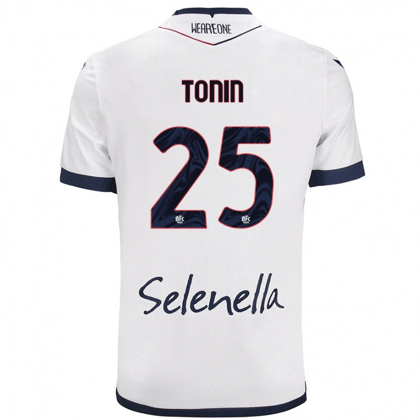 Danxen Børn Federico Tonin #25 Hvid Kongeblå Udebane Spillertrøjer 2024/25 Trøje T-Shirt