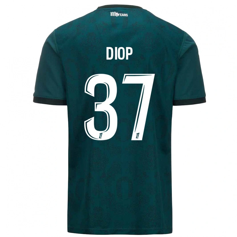Danxen Børn Edan Diop #37 Mørkegrøn Udebane Spillertrøjer 2024/25 Trøje T-Shirt