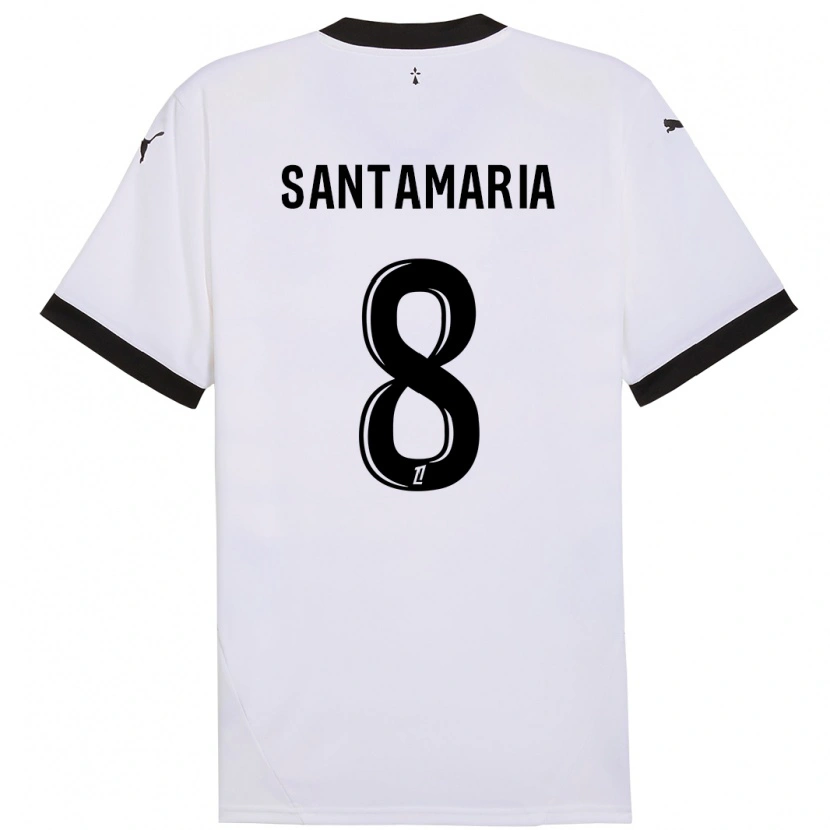 Danxen Børn Baptiste Santamaria #8 Hvid Sort Udebane Spillertrøjer 2024/25 Trøje T-Shirt