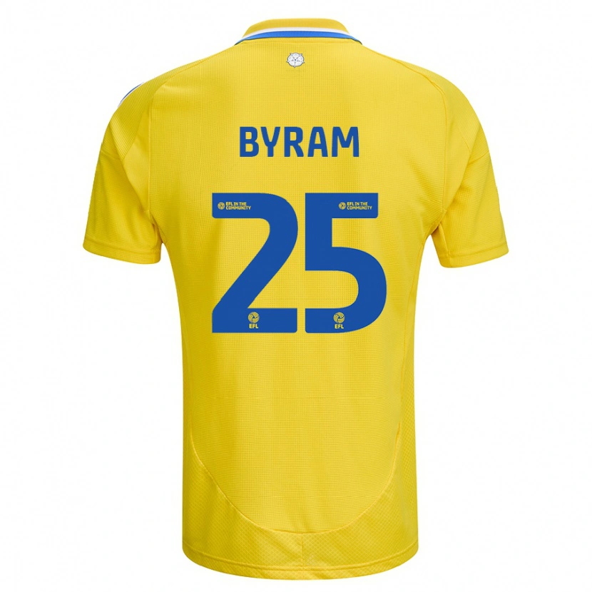 Danxen Børn Sam Byram #25 Gul Blå Udebane Spillertrøjer 2024/25 Trøje T-Shirt
