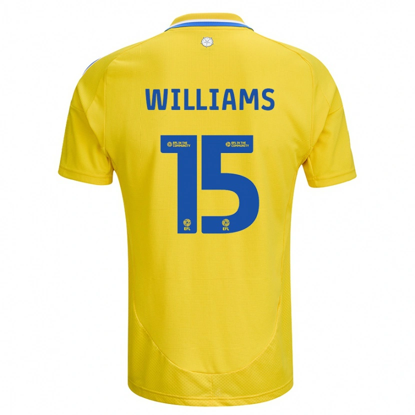Danxen Børn Paige Williams #15 Gul Blå Udebane Spillertrøjer 2024/25 Trøje T-Shirt