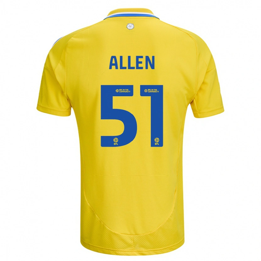 Danxen Børn Charlie Allen #51 Gul Blå Udebane Spillertrøjer 2024/25 Trøje T-Shirt