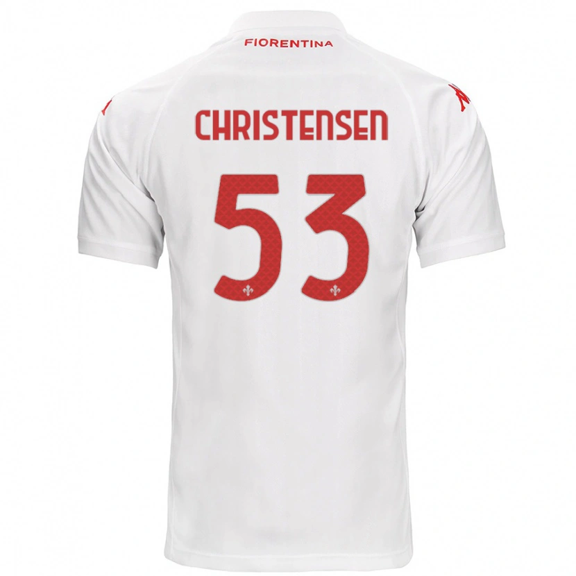 Danxen Børn Oliver Christensen #53 Hvid Udebane Spillertrøjer 2024/25 Trøje T-Shirt
