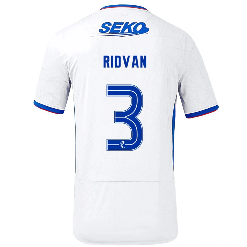 Danxen Børn Rıdvan Yılmaz #3 Hvid Blå Udebane Spillertrøjer 2024/25 Trøje T-Shirt