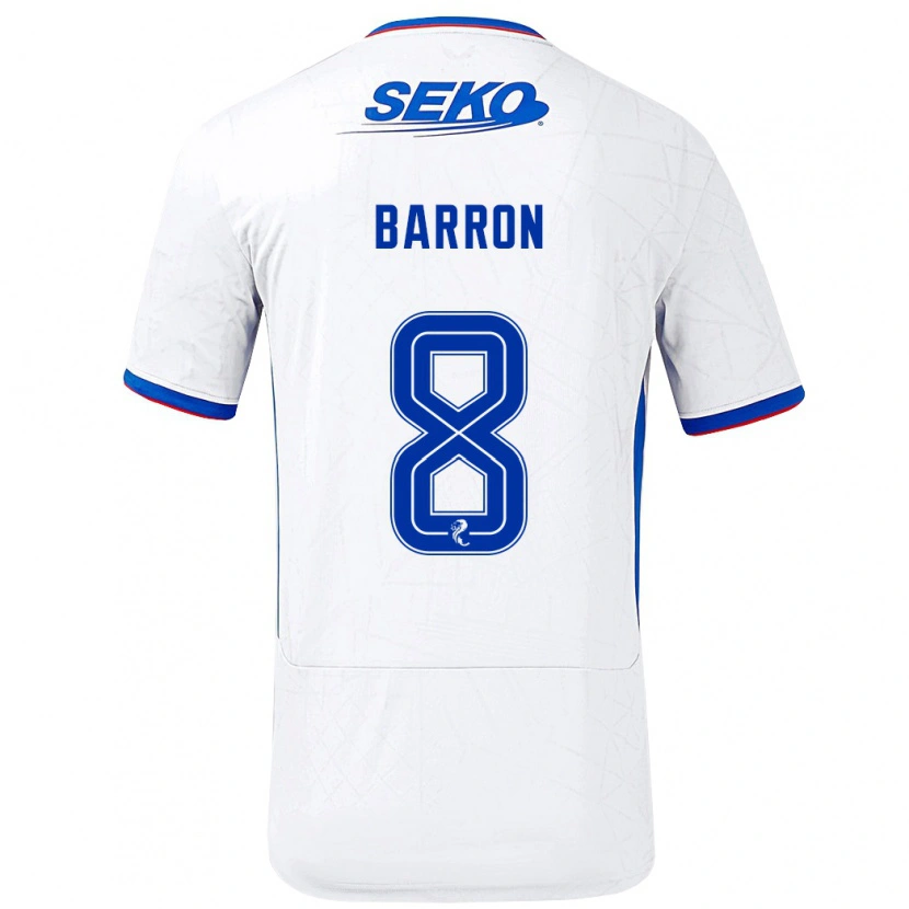 Danxen Børn Connor Barron #8 Hvid Blå Udebane Spillertrøjer 2024/25 Trøje T-Shirt