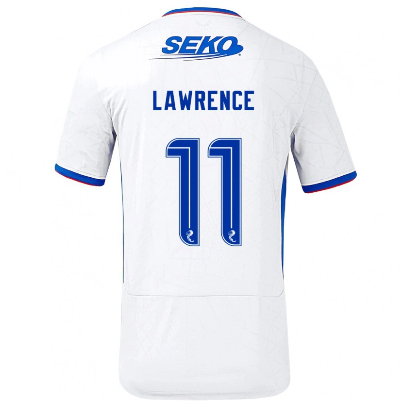 Danxen Børn Tom Lawrence #11 Hvid Blå Udebane Spillertrøjer 2024/25 Trøje T-Shirt