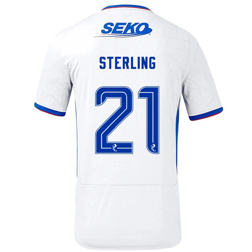 Danxen Børn Dujon Sterling #21 Hvid Blå Udebane Spillertrøjer 2024/25 Trøje T-Shirt