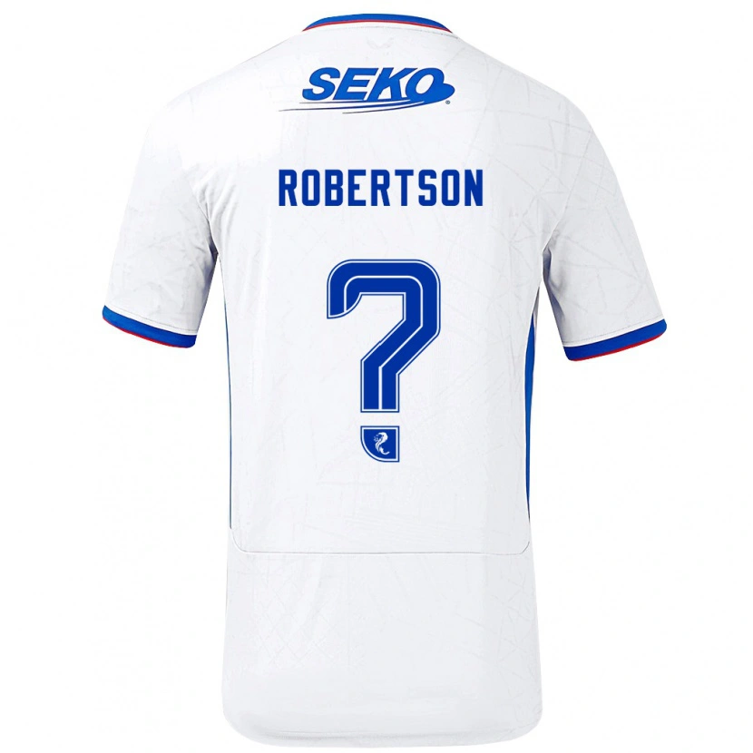 Danxen Børn Kerr Robertson #0 Hvid Blå Udebane Spillertrøjer 2024/25 Trøje T-Shirt