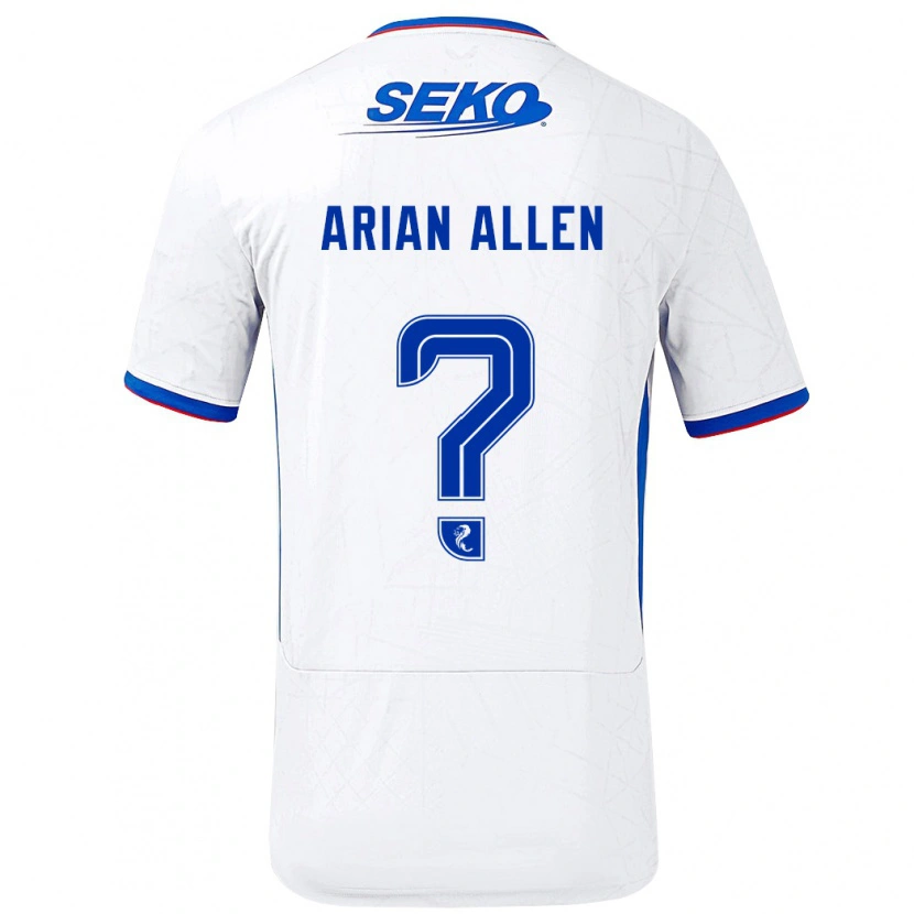 Danxen Børn Arian Allen #0 Hvid Blå Udebane Spillertrøjer 2024/25 Trøje T-Shirt
