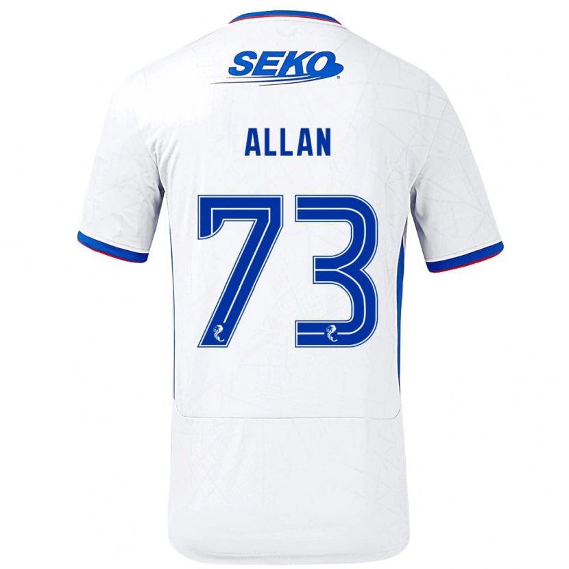 Danxen Børn Connor Allan #73 Hvid Blå Udebane Spillertrøjer 2024/25 Trøje T-Shirt