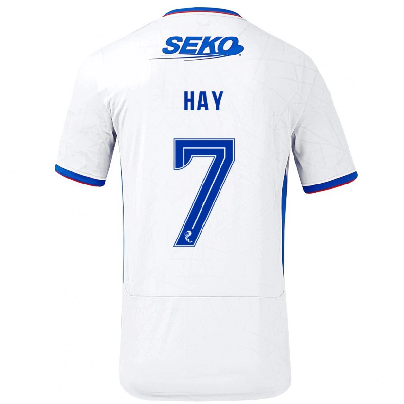 Danxen Børn Brogan Hay #7 Hvid Blå Udebane Spillertrøjer 2024/25 Trøje T-Shirt