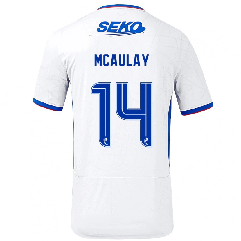Danxen Børn Mia Mcaulay #14 Hvid Blå Udebane Spillertrøjer 2024/25 Trøje T-Shirt