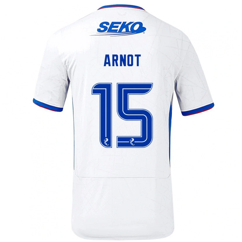 Danxen Børn Lizzie Arnot #15 Hvid Blå Udebane Spillertrøjer 2024/25 Trøje T-Shirt