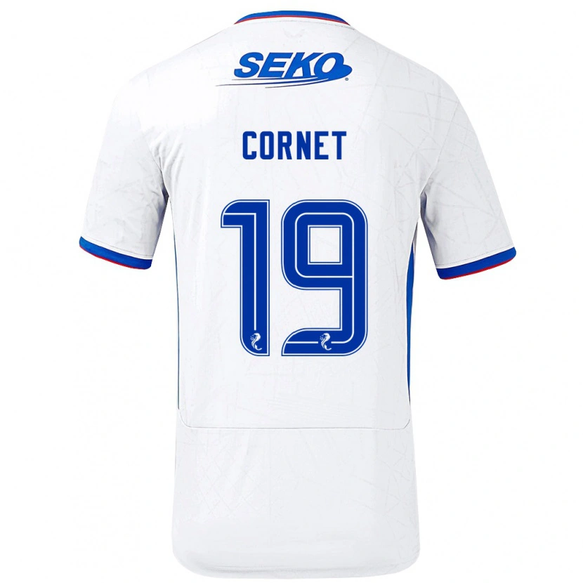 Danxen Børn Chelsea Cornet #19 Hvid Blå Udebane Spillertrøjer 2024/25 Trøje T-Shirt
