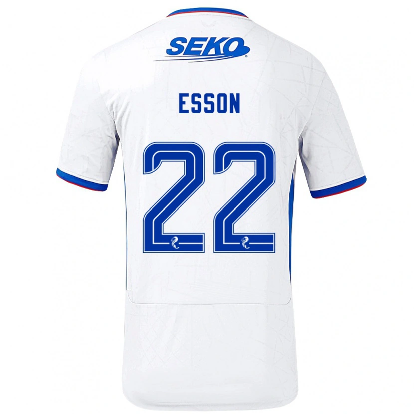 Danxen Børn Victoria Esson #22 Hvid Blå Udebane Spillertrøjer 2024/25 Trøje T-Shirt