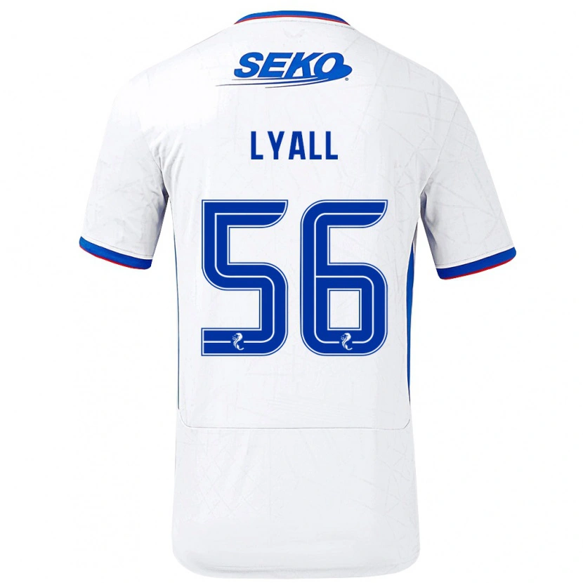 Danxen Børn Arron Lyall #56 Hvid Blå Udebane Spillertrøjer 2024/25 Trøje T-Shirt