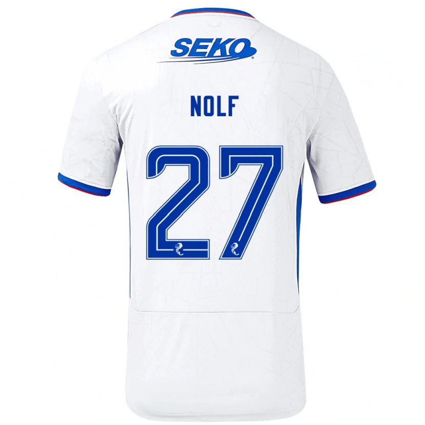 Danxen Børn Madeline Nolf #27 Hvid Blå Udebane Spillertrøjer 2024/25 Trøje T-Shirt