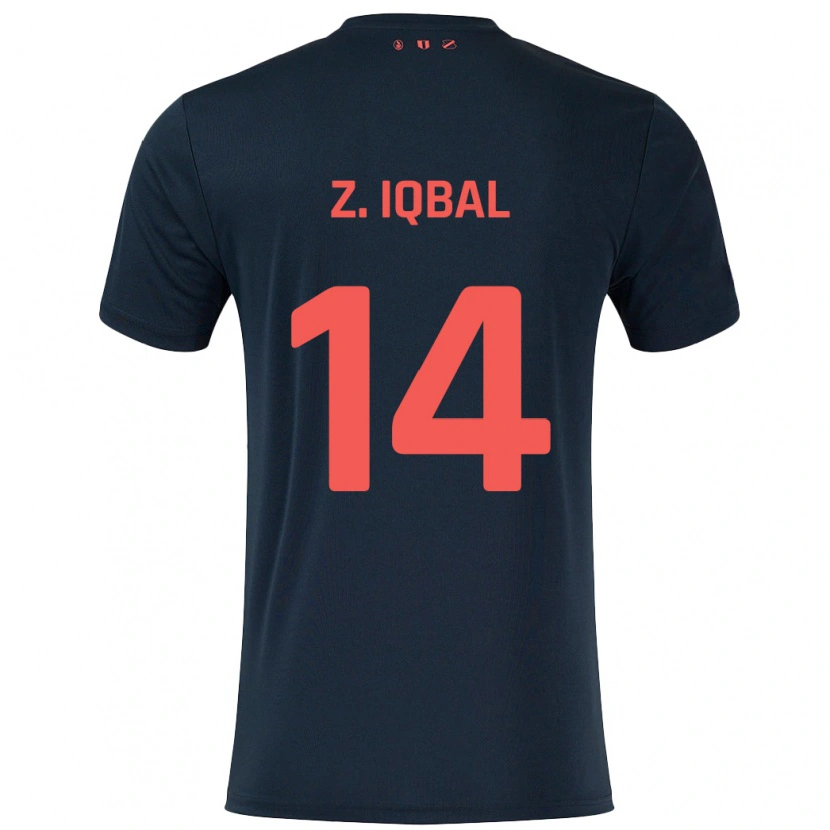 Danxen Børn Zidane Iqbal #14 Sort Rød Udebane Spillertrøjer 2024/25 Trøje T-Shirt