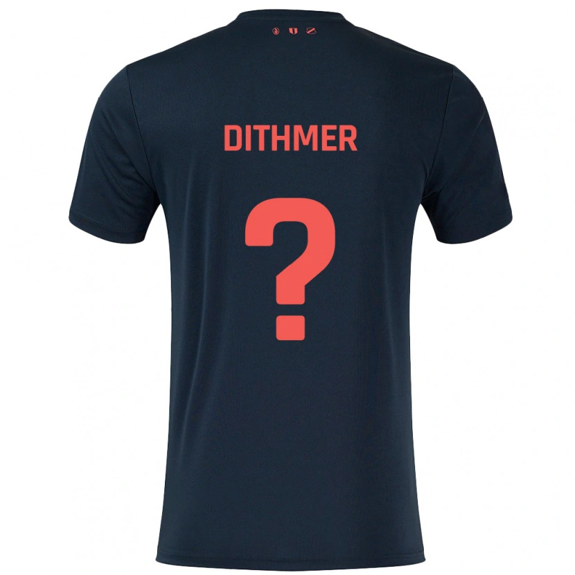 Danxen Børn Andreas Dithmer #0 Sort Rød Udebane Spillertrøjer 2024/25 Trøje T-Shirt