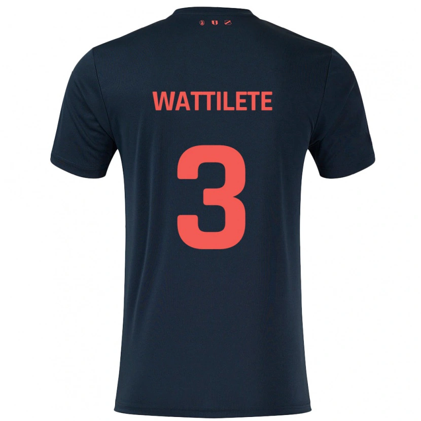 Danxen Børn Julia Wattilete #3 Sort Rød Udebane Spillertrøjer 2024/25 Trøje T-Shirt