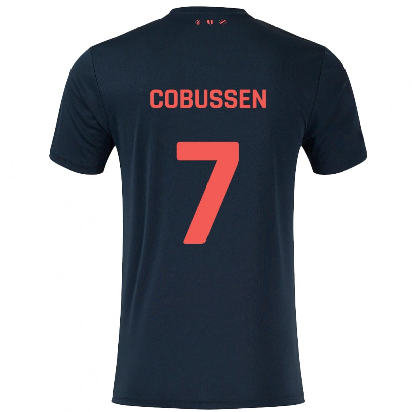 Danxen Børn Sophie Cobussen #7 Sort Rød Udebane Spillertrøjer 2024/25 Trøje T-Shirt