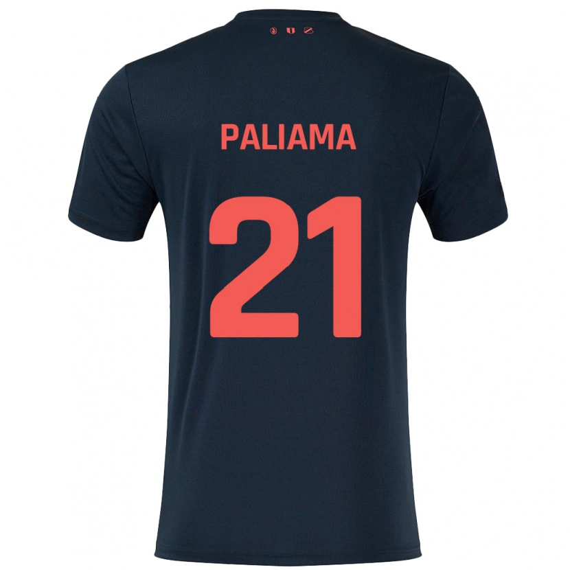 Danxen Børn Joni Paliama #21 Sort Rød Udebane Spillertrøjer 2024/25 Trøje T-Shirt