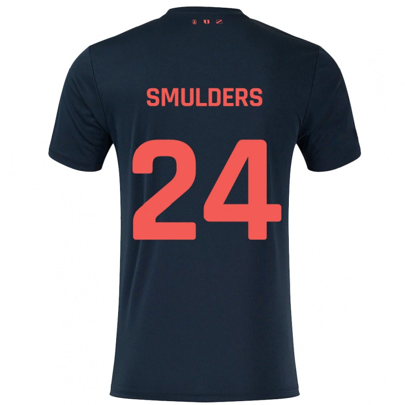Danxen Børn Anniek Smulders #24 Sort Rød Udebane Spillertrøjer 2024/25 Trøje T-Shirt