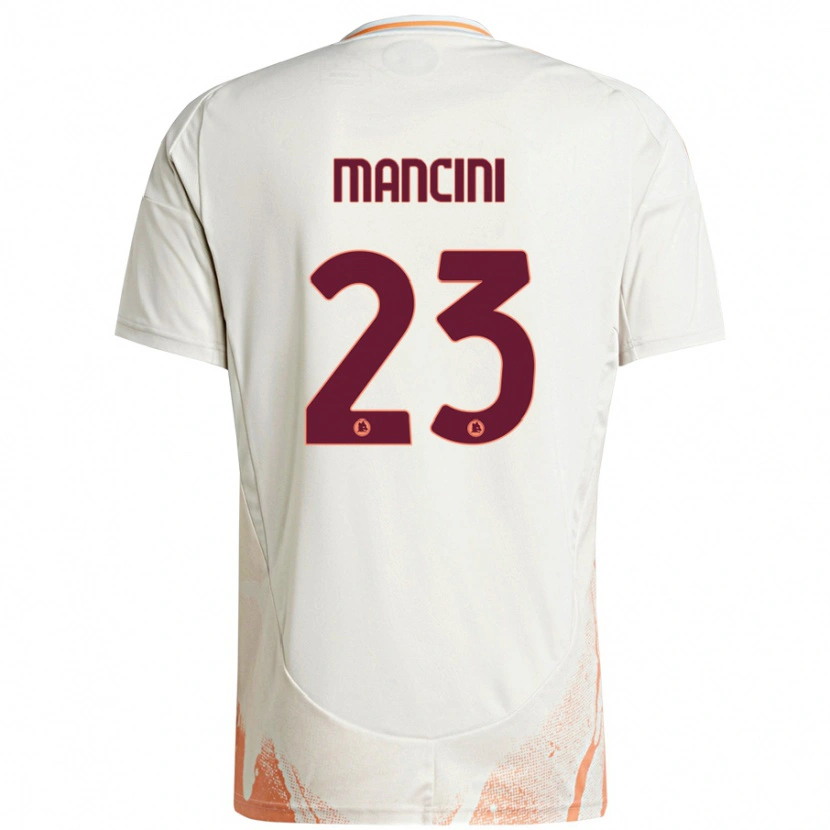 Danxen Børn Gianluca Mancini #23 Creme Hvid Orange Udebane Spillertrøjer 2024/25 Trøje T-Shirt