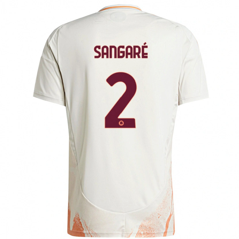 Danxen Børn Buba Sangaré #2 Creme Hvid Orange Udebane Spillertrøjer 2024/25 Trøje T-Shirt