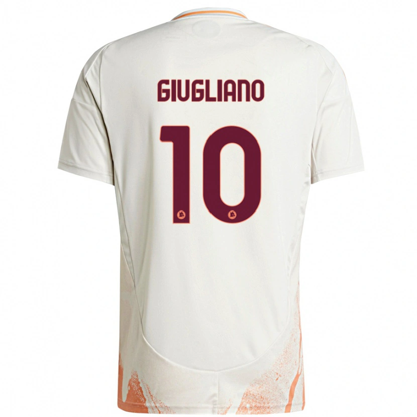 Danxen Børn Manuela Giugliano #10 Creme Hvid Orange Udebane Spillertrøjer 2024/25 Trøje T-Shirt