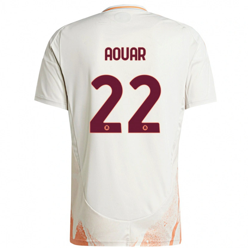 Danxen Børn Houssem Aouar #22 Creme Hvid Orange Udebane Spillertrøjer 2024/25 Trøje T-Shirt