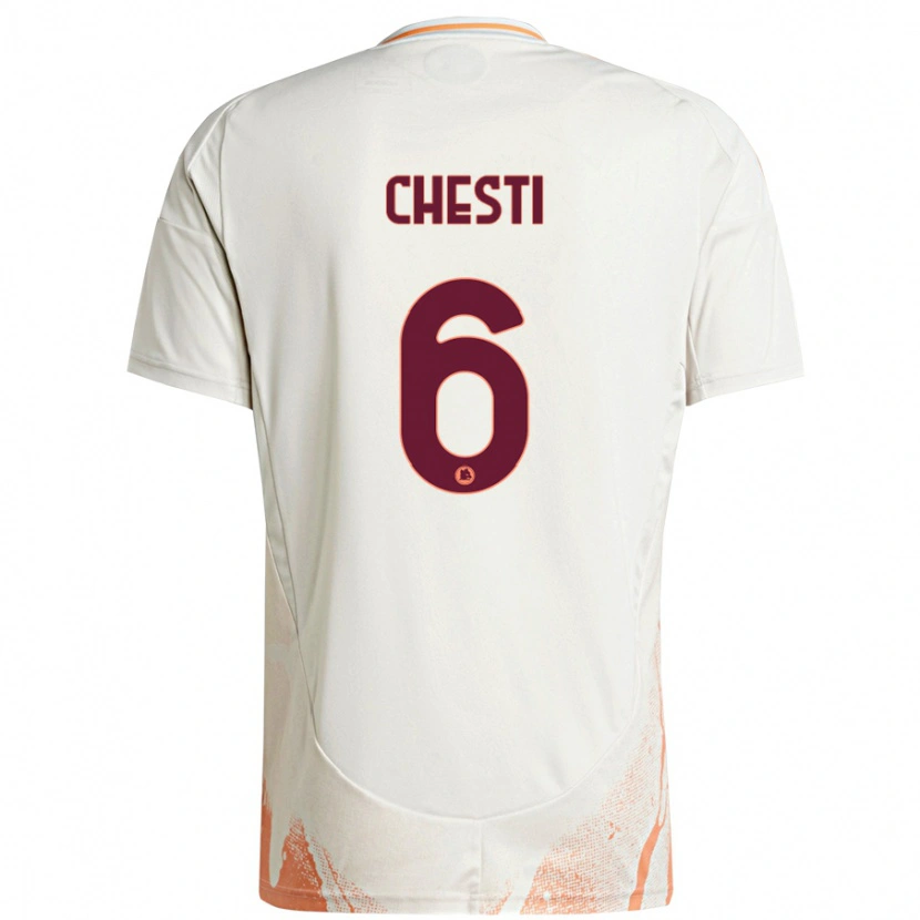 Danxen Børn Francesco Chesti #6 Creme Hvid Orange Udebane Spillertrøjer 2024/25 Trøje T-Shirt