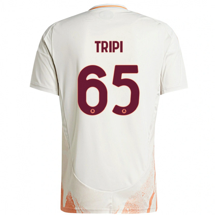 Danxen Børn Filippo Tripi #65 Creme Hvid Orange Udebane Spillertrøjer 2024/25 Trøje T-Shirt
