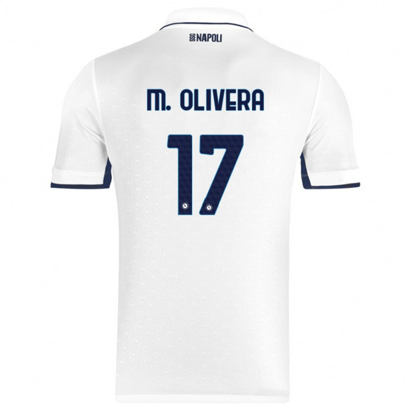 Danxen Børn Mathías Olivera #17 Hvid Kongeblå Udebane Spillertrøjer 2024/25 Trøje T-Shirt